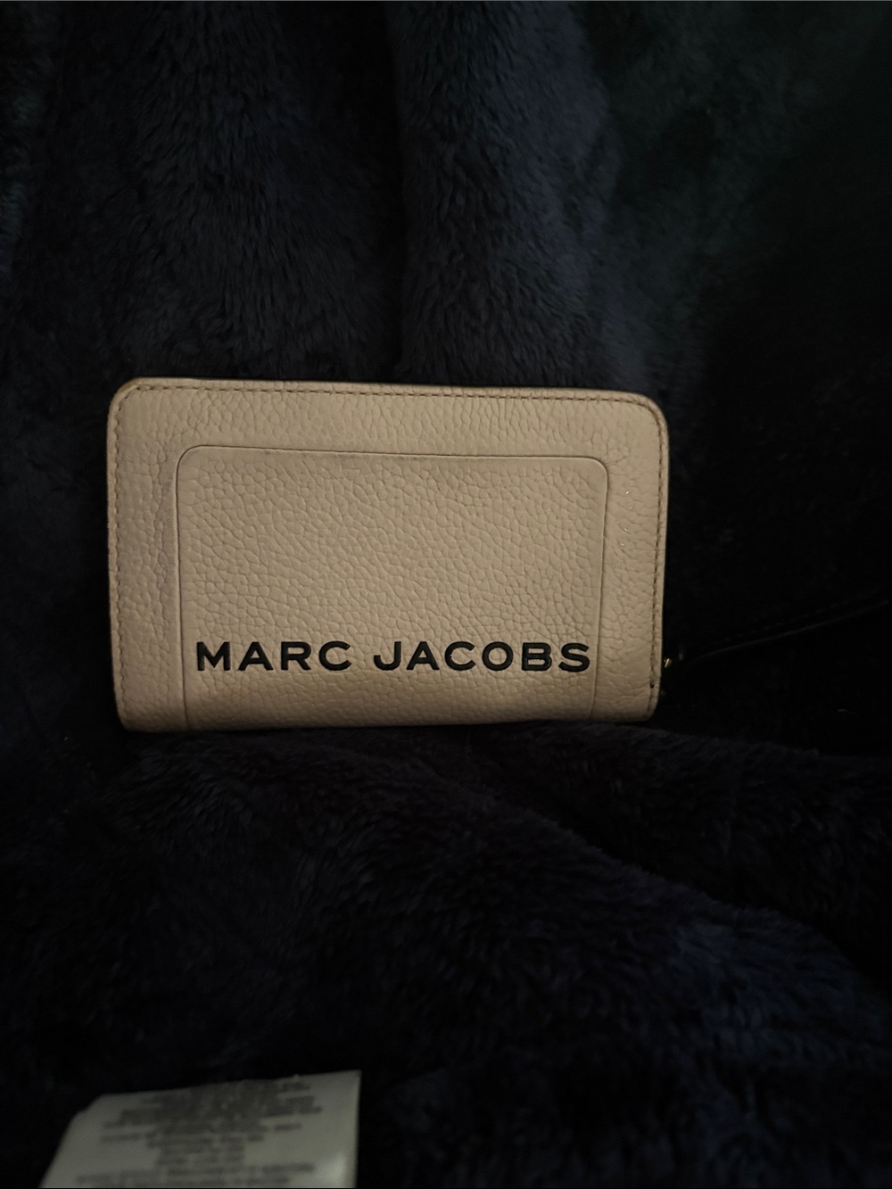 Marc Jacobs Cream Pebbled Leather Zip Card Wallet